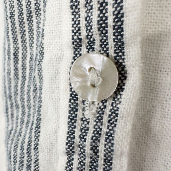 Orvis Striped Linen Blend Long Sleeve Button Up Shirt Womens Large Beach Preppy - Picture 8 of 16